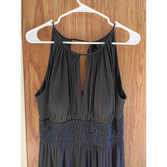 RM Richards Beaded Empire Waist Black Dress Sz 8 Sexy Low Cut Evening Cocktail - Picture 10 of 11